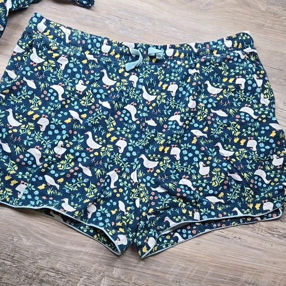 Duluth Trading Women's XL Cotton Knit Printmaker Pj Pajama Set Shorts Top Duck - Picture 4 of 6